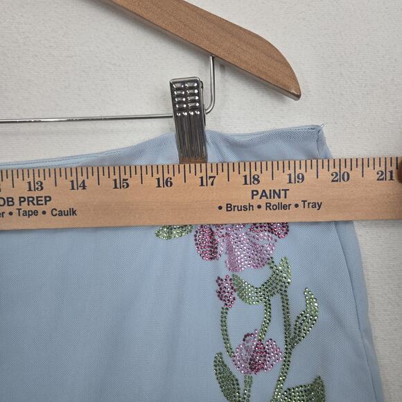 Princess Polly Strapless Beaded Mesh Tank Top sz 16 Blue Lined Boho Fairy Pastel - Picture 8 of 10